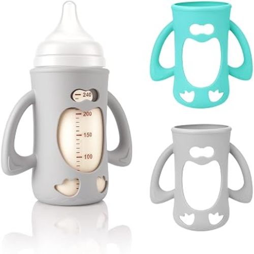 2-Pack Silicone Sleeves for Pigeon Glass Nursing Bottle 8.1 oz