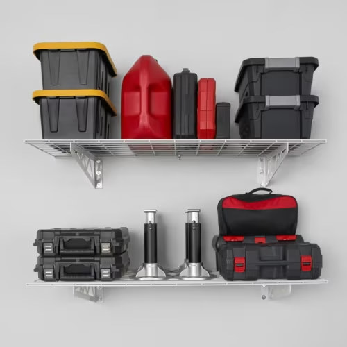 SafeRacks Wall Shelf Combo Kit, Two Shelves, Four Deck Hooks | Costco