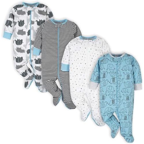 Onesies Brand Baby Boys 4-pack 'N Play Footies And Toddler Sleepers, Blue Elephant, 0-3 Months US