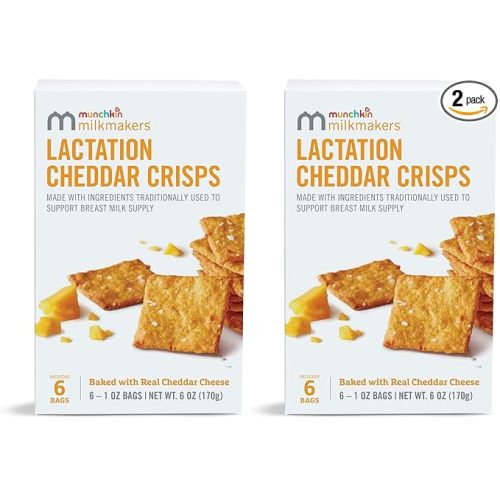 Munchkin® Milkmakers® Lactation Cheddar Crisps for Breastfeeding Moms with Oats and Flax, 6 Count (Pack of 2)