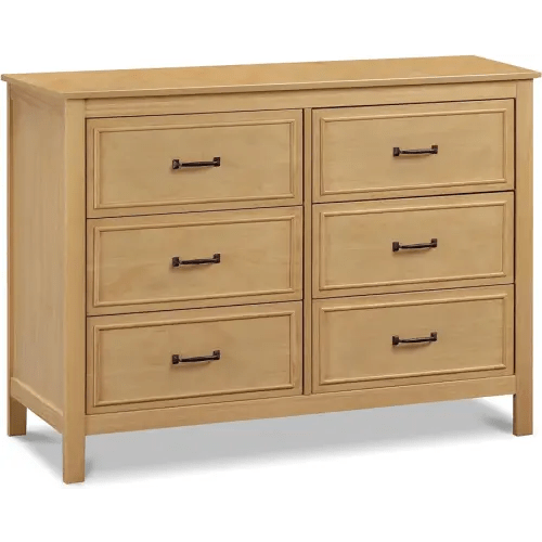 DaVinci Charlie 6-Drawer Baby Dresser - Wooden Double Chest of Drawers for Kids, Boys and Girls - Multi-Purpose Storage Dresser for Bedroom, Nursery, Living Room & Hallway, Easy to Assemble - Honey