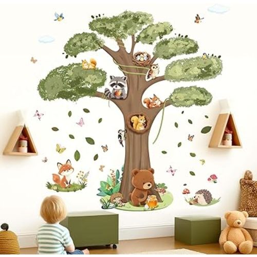 Animal Wall Decals for Nursery: Baby Wall Stickers Easily Removed 95%+ No Residue - Peel and Stick Four-Step Makeover - Safe Vinyl for Kids Ages 1-12 Years