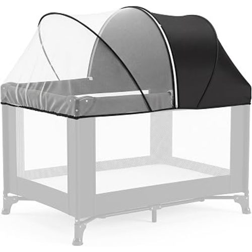 Orzbow Pack N Play Cover Tent | Half-Blackout Mosquito Net for Pack N Play, Travel Crib, and Playpen, Bassinet Cover for Cats with 2-Way Zipper, Breathable Baby Mosquito Netting | Crib Tent, White