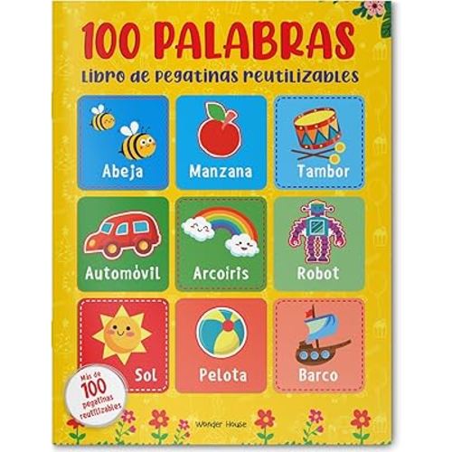 Reusable Sticker Book 100 Words - Spanish (Spanish Edition)