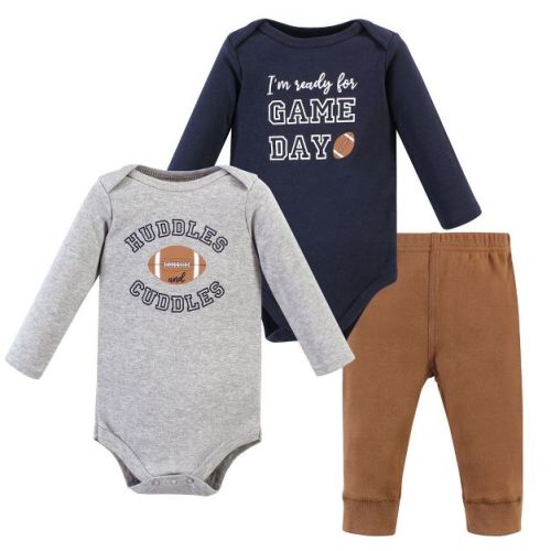 Hudson Baby Infant Boy Long-Sleeve Bodysuits and Pants, Football Huddles Long-Sleeve, Newborn