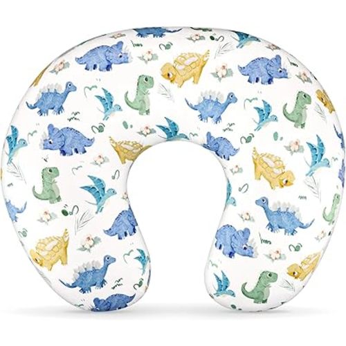 TANOFAR Nursing Pillow Cover, Stretchy Removable Breastfeeding Pillow Cover, Ultra Soft Snug Fits On Newborn Feeding Pillow Case for Baby Boys, Dinosaur