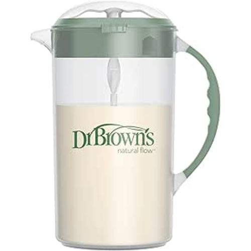 Dr. Brown's Baby Formula Mixing Pitcher with Adjustable Stopper, Locking Lid, & No Drip Spout, 32oz, BPA Free, Olive