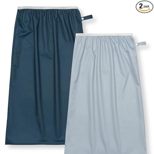 Nora's Nursery Pail Liner for Cloth Diapers - Reusable and Washable - Fits all Standard Diaper Pails - Waterproof Pail Liner with Strap for Diaper Pails & Laundry (Sea - 2 Pk)