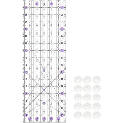Sewing Ruler, 6“ * 17” Quilting Rulers, Acrylic Ruler, Cutting Ruler with Non-Slip Rings (Purple)