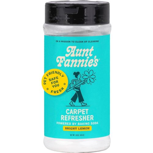 Aunt Fannie's Carpet Refresher & Deodorizer Powder, Multi-Purpose Carpet, Rug, and Upholstery Odor Eliminator for Homes with Cats and Dogs, Bright Lemon Scent, 16 Oz (Pack of 1)