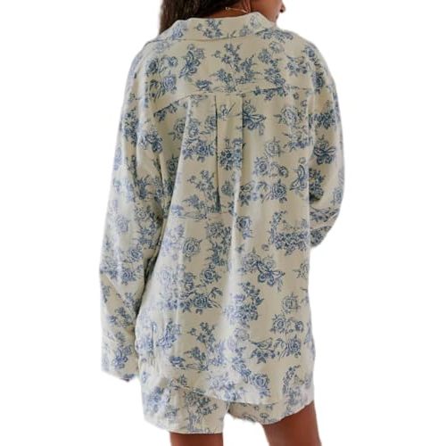 LILTWIST Womens Christmas Checkered Pajamas Sets Long Sleeve Shirt Shorts Pjs 2 Piece Fall Button Down Plaid Lounge Sleepwear