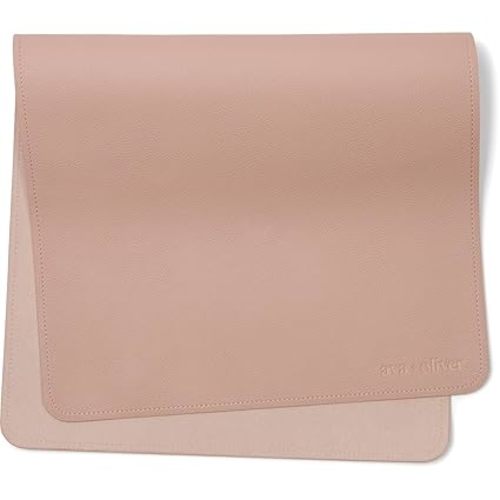 Ava + Oliver Vegan Leather Baby Changing Mat (16 X 30 in) - Multipurpose Wipeable and Portable Diaper Changing Pad - Foldable for Travel (Pink Sand)