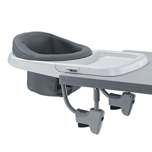 Chicco Hook-On High Chair for Babies and Toddlers, Portable, Rotating | Charcoal/Grey, baby highchair for ages 6-36 months, up to 37 lbs, folds flat, washable seat pad