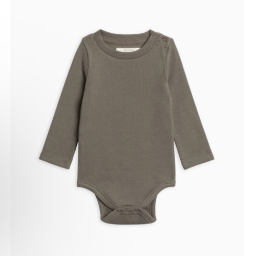 Sammy Ribbed Snap Shoulder Long Sleeve Bodysuit, 0-3 mo