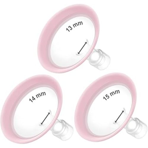 Maymom MyFit Flanges Pano Goldie Pack 13 14 15 mm Compatible with Medela Breast Pumps and Maymom Wide Base and Narrow Base Connectors