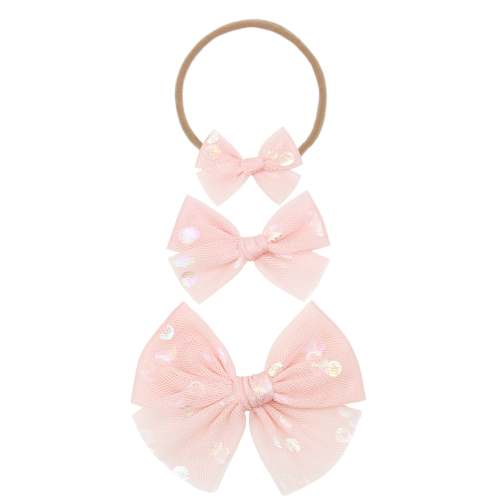 Tulle Bow - Blush Shimmer Dot