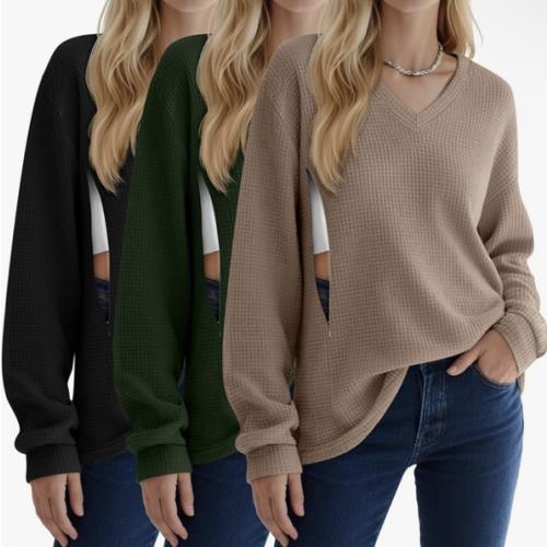 3 Pack Women's Waffle Knit Long Sleeve Nursing Tops
