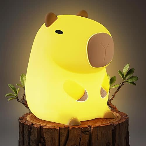 Capybara Night Light for Kids, Cute Capybara Lamp Silicone Baby Nursery Night Lamp, Dimmable Squishy Touch Bedside Lamps, Adorable Rechargeable Animal Lamps Gifts Kawaii Room Decor for Kids Girls Boys
