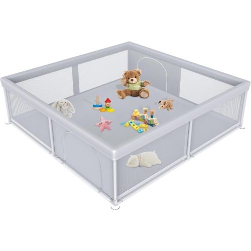 Extra Large Baby Playpen 79×79 Inch, Playpen with 2 Zipper Door for Babies and Toddlers, Play Pen Pin Indoor Outdoor Baby Play Fence