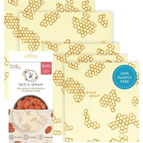 Bee's Wrap Beeswax Food Wraps, 5 Pack Assorted - Honeycomb