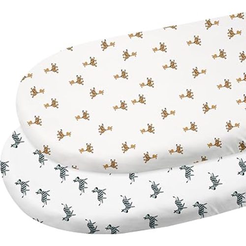 Gllquen Baby Bassinet Sheets 2 Pack, 100% Organic Cotton Bassinet Fitted Sheets for Girls Boys, Soft & Breathable Unisex Baby Mattress Sheet for Standard Bassinet 33"x17"(Yellow)