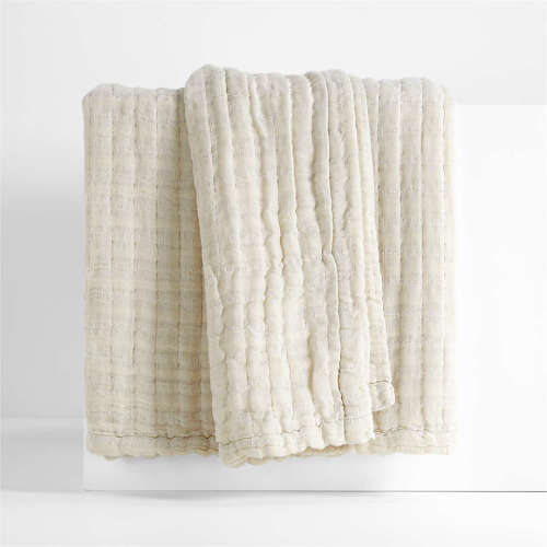 90"x90" Organic Cotton Gauze Throw Flax Beige