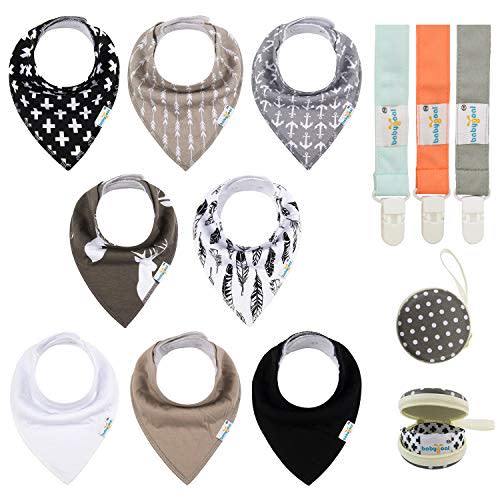 babygoal Baby Bandana Drool Gift Sets for Baby Girls and Boys, 8 Pack Super Absorbent Bibs 8BB01