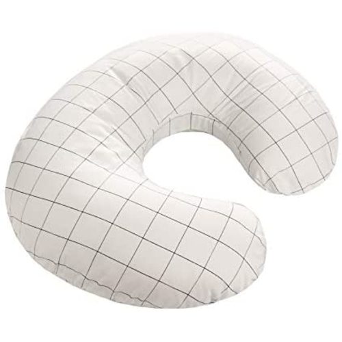 LAT Nursing Pillow Cover,100% Natural Cotton Breastfeeding Pillow Slipcover,Extra Soft and Snug on Baby Nursing Pillow(White Grid)