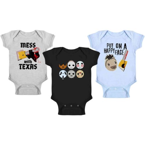 Pop Threads Horror Masks Monster Scary Movie Halloween Spooky Baby Toddler Kids Girl Boy T-Shirt