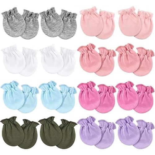 Newborn Baby Mittens No Scratch Cotton Elastic Wrist Gloves Infant Toddler Mittens for Baby Boy Girl 0-6 Months