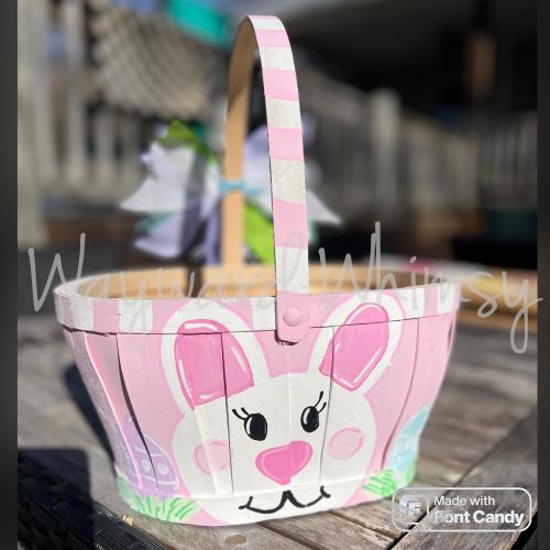 Custom painted Easter Basket-Personalized wooden basket - Easter bucket- Halloween bucket- flower girl