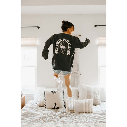 Get Your Pink Back Pigment Dyed Black Crewneck