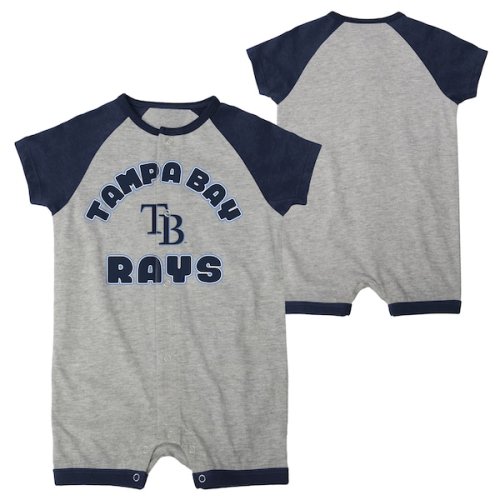 Tampa Bay Rays Infant Extra Base Hit Raglan Full-Snap Romper - Heather Gray