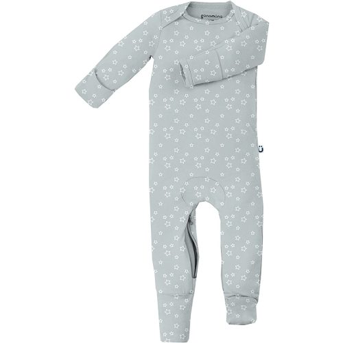 günamüna Unisex Baby, Toddler Ultra-Soft Bamboo Convertible Pajama, Footie Romper Sleeper w/ Diaper Zipper for Easy Changing - Starry Night - 0-3 Months