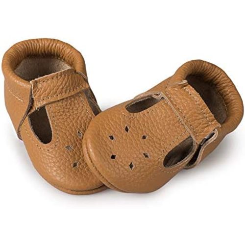 Soft Sole Infant, Baby and Toddler Shoes – Elastic T-Strap Italian Leather Baby Moccasin Shoes for Boys and Girls; Crib Shoes to Baby Walking Shoes Handcrafted in Europe
