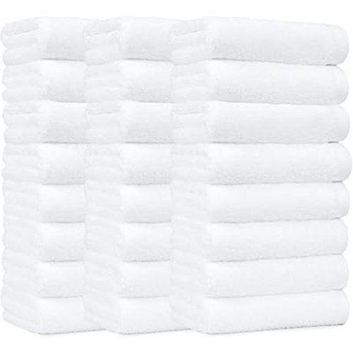 Amazon Basics Soft and Thick Cotton Hand Towels, 16 x 26 in, White, 24-Pack