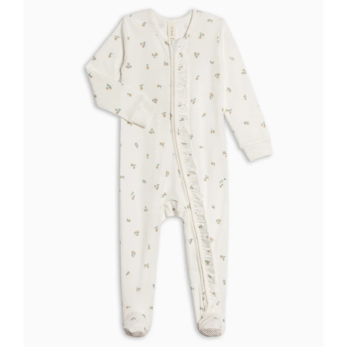 Neve Ruffle Zipper Footed Romper | Color: Palmer Floral / Dune + Laguna | Size: 3-6M