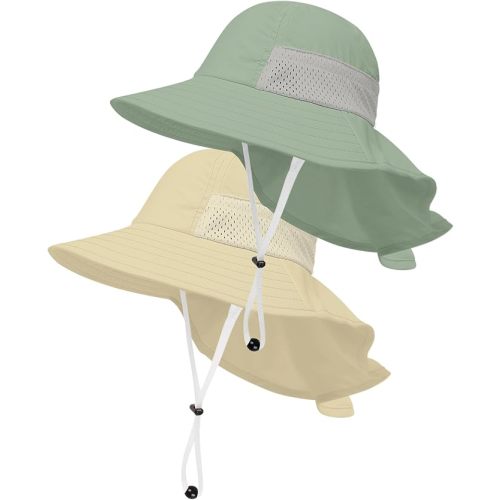 Toddler Baby Sun Hat Kids Summer UPF 50+ for Boys Girls Adjustable Beach Hats with Bucket Wide Brim Age 1-7 Years