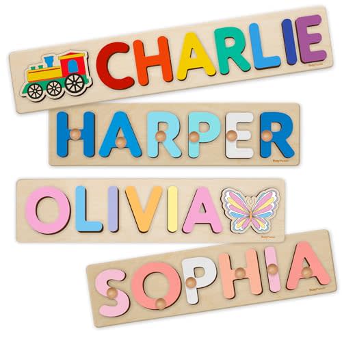 Name Puzzle With Pegs Personalized Wooden Name Puzzle Wooden Toys Custom Name Puzzle by BusyPuzzle Personalized Birthday Baby 1 Year Old Gifts Boy and Girl Easter Gifts for Kids Pink