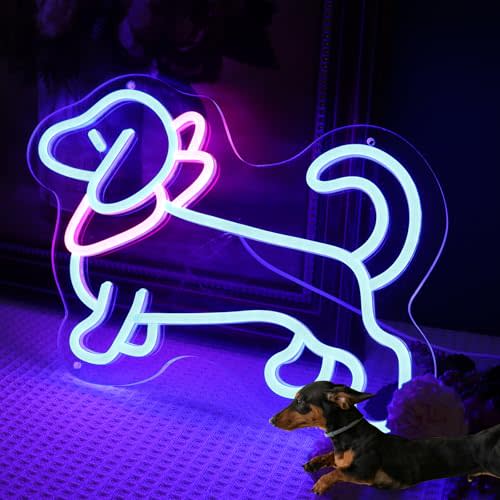 Dachshund Neon Sign – Dimmable Sausage Dog LED Sign, 15"x9.7" USB Powered Wiener Dog Wall Decor for Bedroom, Kids Room, Dog Lovers, Pet Gift, Animal Neon Lamp for Home, Party, Wedding