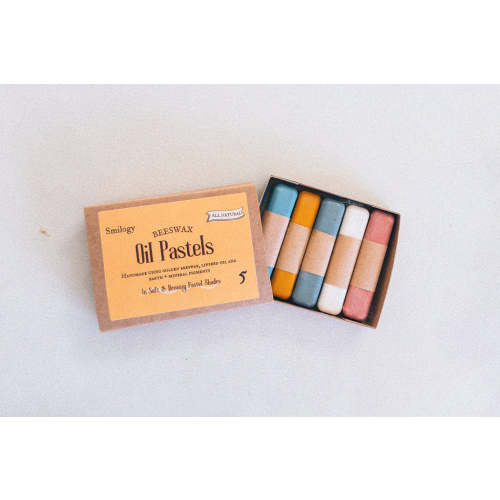 All Natural Beeswax Oil Pastels | Set of 5 Oil Pastels in Soft Pastel Colors