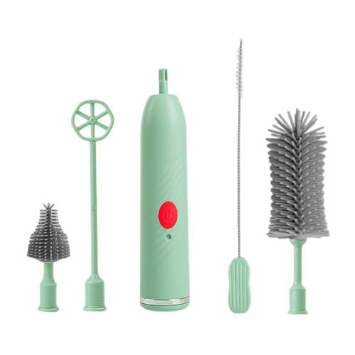 Nnndbs Electric Bottle Brush Cleaner Rechargeable, 360° Rotating Silicone Baby Bottle Brush with Straw Brush, Portable Cup Cleaning Kit for Kitchen