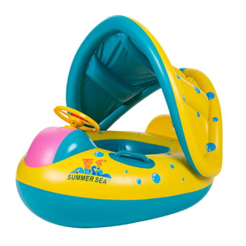 Baby Float with Canopy, Inflatable Baby Swimming Pool Floats, Toddles Floaties Pool Toys with Removable Sun Shade