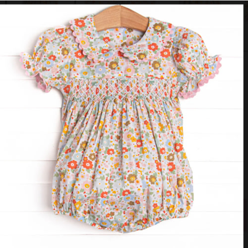 Buttercup Bows Smocked Bubble, Pink – Stitchy Fish