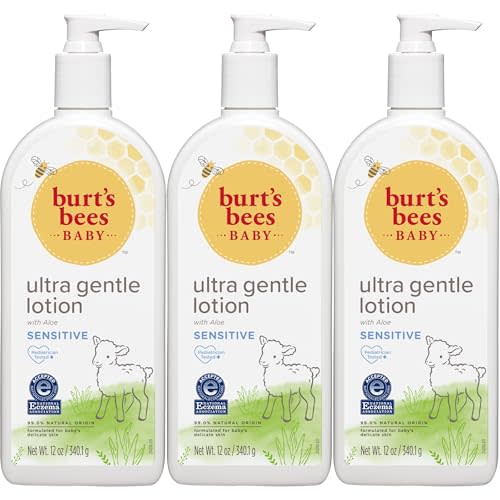 Burt's Bees Baby Ultra Gentle Lotion with Aloe for Sensitive Skin, Pediatrician Tested, 99% Natural Origin Baby Care, 12 Oz (Pack of 3)