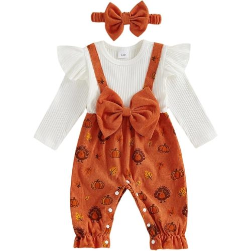 YINGISFITM Newborn Baby Girl Clothes Floral Romper Fack Two Piece Jumpsuit | Floral Romper,Vintage Infant Jumpsuit,Bow Heandband,Baby Girl Clothes Newborn Fall/Winter 0 3 6 9 12 18 Months