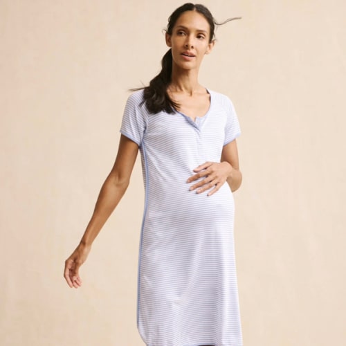 LAKE | Women | Pima Cotton Pajamas | Hydrangea Maternity Nightgown