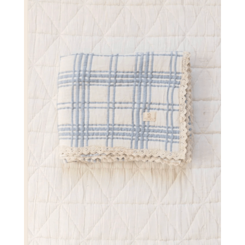 New Grain french plaid quilt - powder
