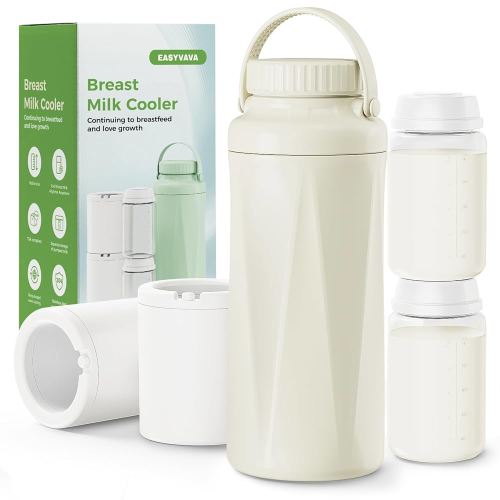 Breast Milk Cooler Bottle - Portable Breastmilk Storage for Travel,360° Cooling for 24H+ Freshness BPA-Free for Office,Night Pumping,Beastfeeding Essentials,Leak-Proof (Off-White)