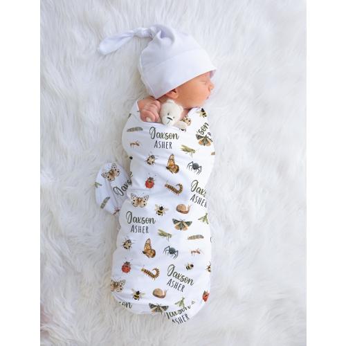 Creepy Bugs Baby Name Swaddle, Boy Bugs Blanket, Bugs Receiving Blanket, Baby Shower Gift, Custom Creepy Crawlers Blanket, Boy Blanket,